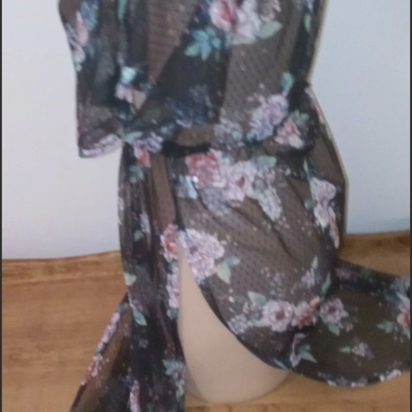 Haute Project Los Angeles Floral Kimono Duster Size L Tunic Cover Up T6256-V137 - Picture 8 of 8
